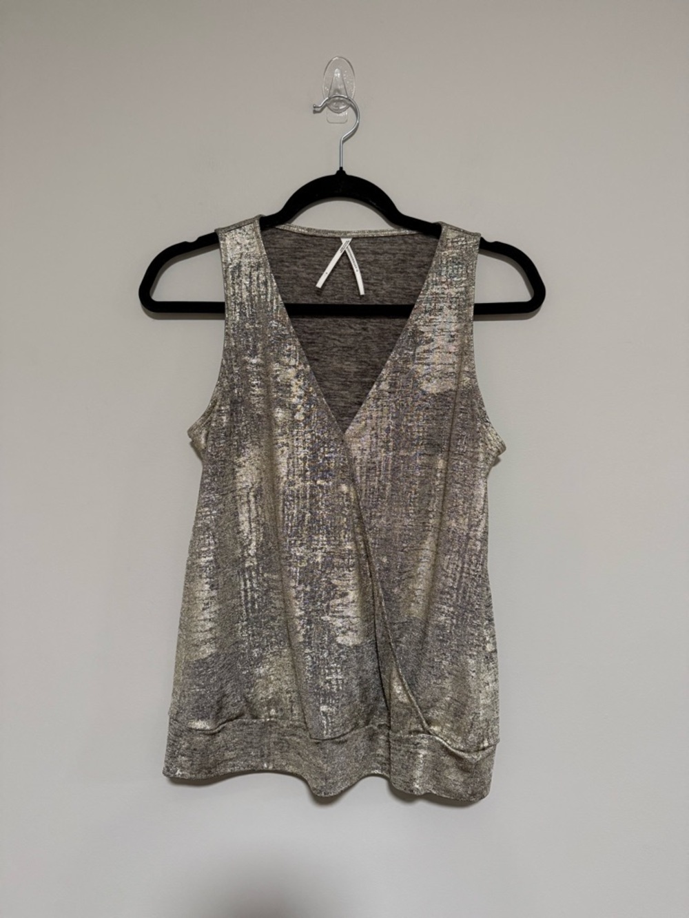 Anthropologie Sabrina Metallic Shimmer Sleeveless Wrap-Front Top Size Small